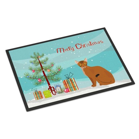 Carolines Treasures 18 x 27 in. Abyssinian Cat Merry Christmas Indoor or Outdoor Mat CK4739MAT